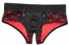 Трусики с доступом и съемной насадкой Crotchless Pegging Panty Set S/M, черный с красным