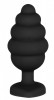 Черная анальная пробка Regular Ribbed Diamond Heart Plug - 7 см.