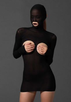 Мини платье-маска Masked Cupless Mini Dress, черный