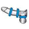 Комплект из трех голубых эрекционных колец 3-Pack Ribbed Rider Cock Ring Set