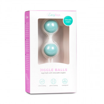 Бело-голубые вагинальные шарики Jiggle Balls