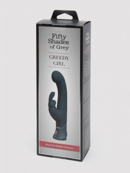 Темно-синий вибратор-кролик Greedy Girl Real-Feel Rabbit Vibrator - 25,4 см.