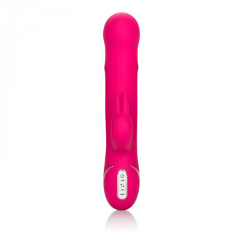 Ярко-розовый вибратор Jack Rabbit Signature Silicone Beaded Rabbit - 23 см.
