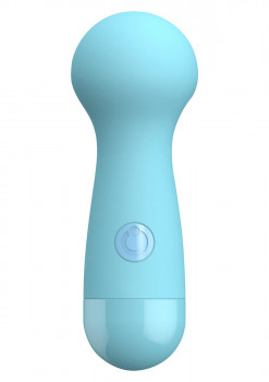 Голубой вибромассажер Cara Small Wand Blue - 14 см.