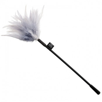 Серебристый cтек с перьями Feather Tickler - 37 см.