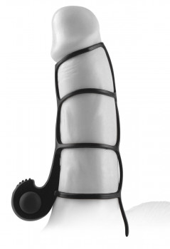 Чёрная вибронасадка Beginners Silicone Power Cage - 12 см.