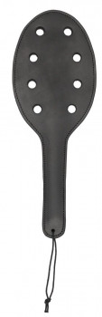 Черная шлепалка Saddle Leather Paddle With 8 Holes - 40 см.