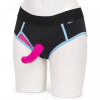 Ярко-розовый страпон на трусиках-брифах Broad City Pegasus Pegging Kit L/XL - 17,8 см., розовый с черным