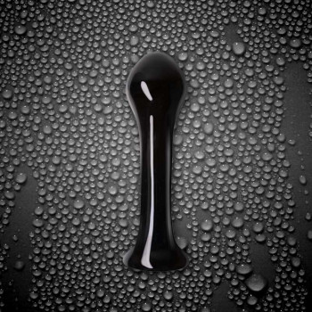Черный стеклянный анальный стимулятор Crystal Droplets - 14,6 см.