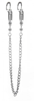 Серебристые зажимы на соски с цепочкой Helix Nipple Clamps
